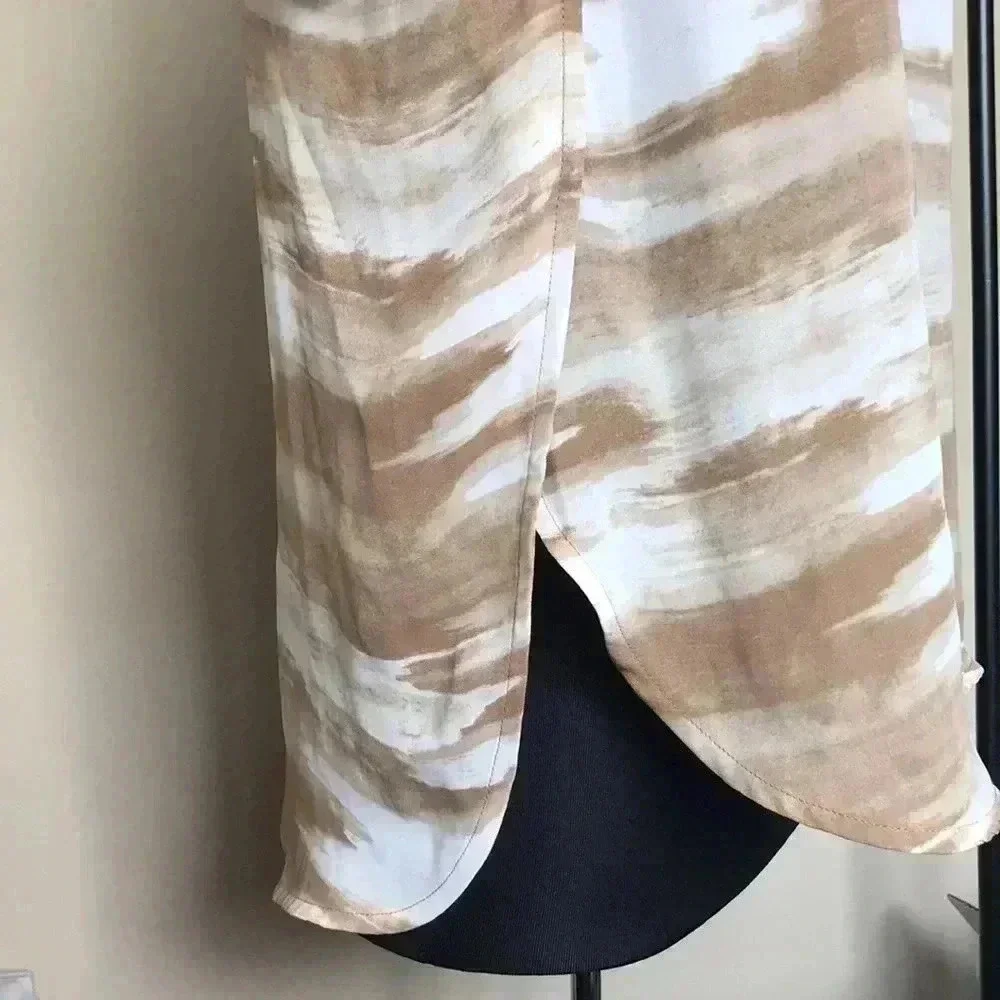Michael Kors Tan and White Ecru Blouse Size M